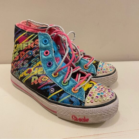 Skechers High Top Sneakers Rainbow Twinkle Toes - Girl's 13 - Picture 1 of 7